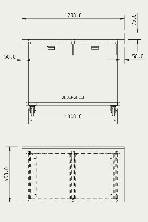 Engineering drawing of bespoke table part 1